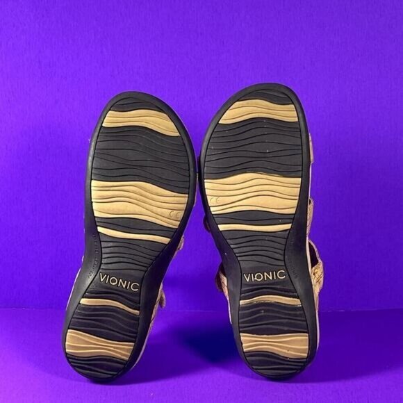 Vionic Gold Cork Amber Adjustable Strap Orthotic Arch Support Sandal Shoe Size 7 - Picture 7 of 8